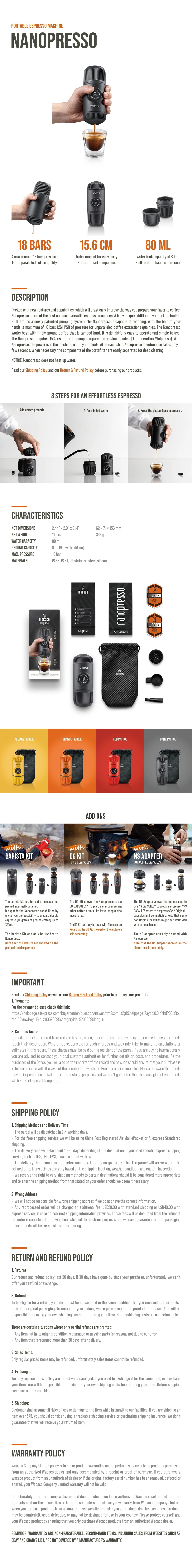 Máquina de café expresso portátil Wacaco Nanopresso